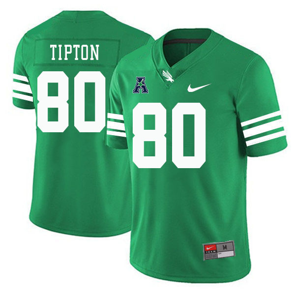 #80 Baron Tipton North Texas Mean Green College Football Jerseys Stitched-Green